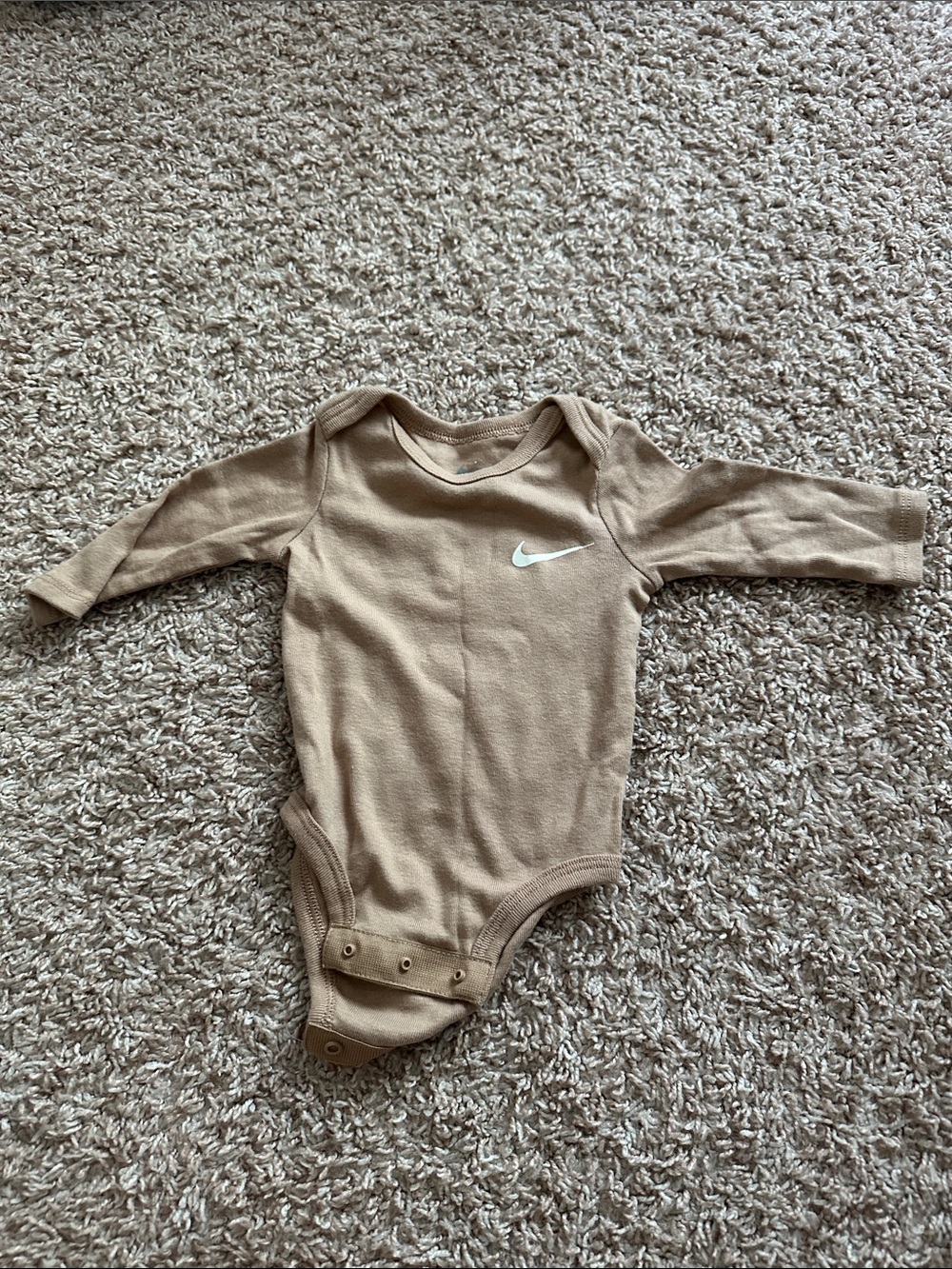 Nike Tan Long-Sleeve Baby One-Piece Bodysuit